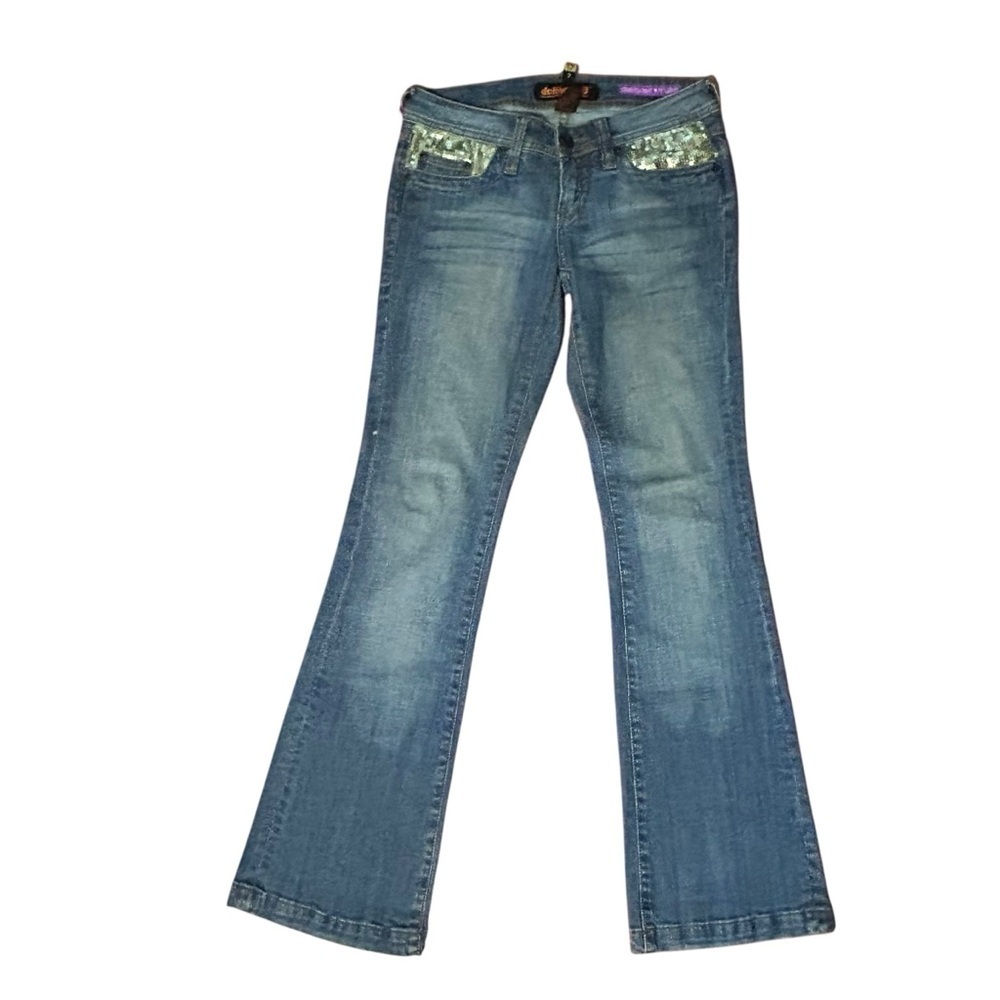Dollhouse Denim Boot Cut Jeans Sequin Bling  Pockets Blue Womens Juniors Size 7